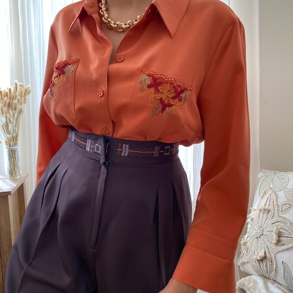 SOLD Kathy Che Flower Pocket Top (vintage) - Picture 6 of 8